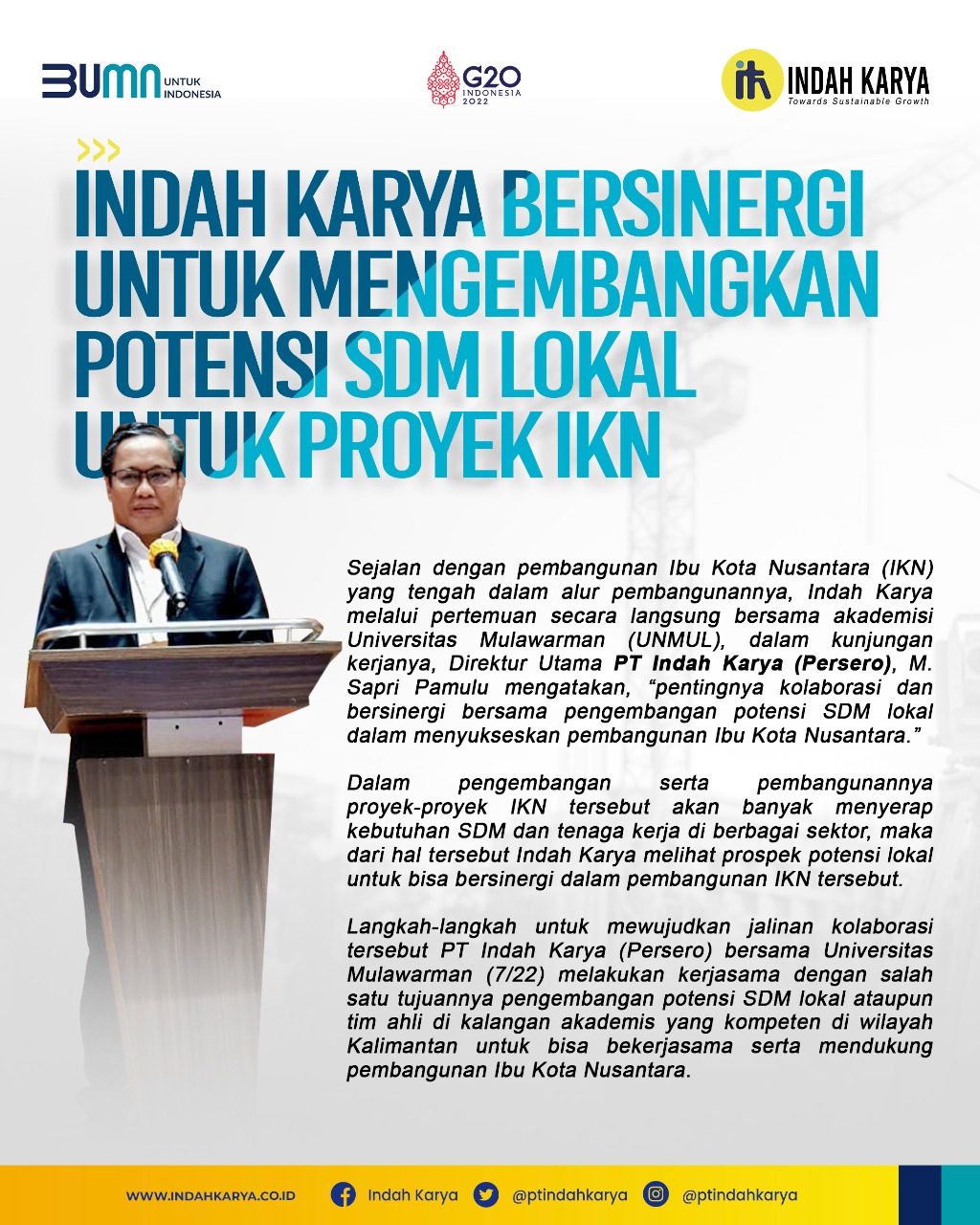 Indah Karya synergizes to develop the potential of local human resources for the IKN project