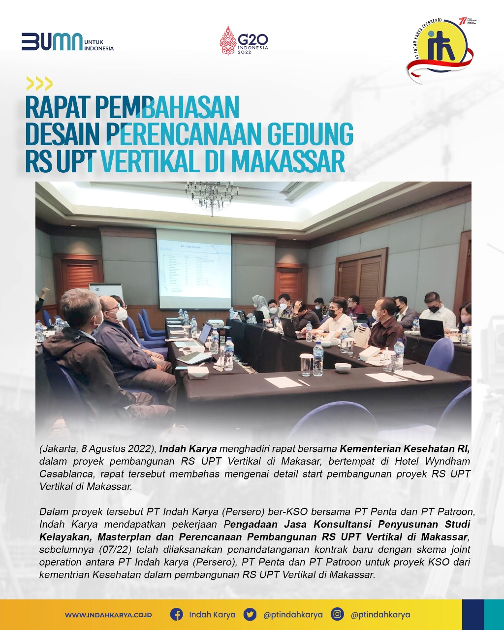 Meeting to discuss the design of the UPT Vertical Hospital building design in Makassar
